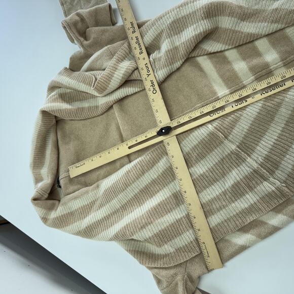 Splendid Sweater Womens Medium Halo Cardigan Tan Striped Wool Cashmere Blend - Picture 7 of 8